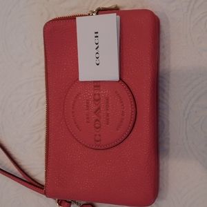 Coach bright pink leather wallet